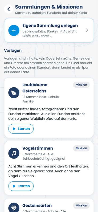 Sammlungen und Missionen